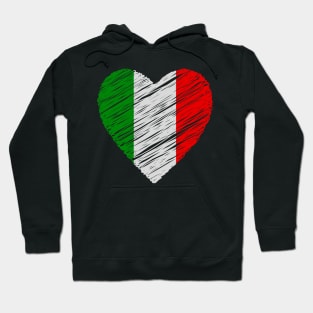 In this picture we see a heart in the shape of the Italian flag. Hoodie